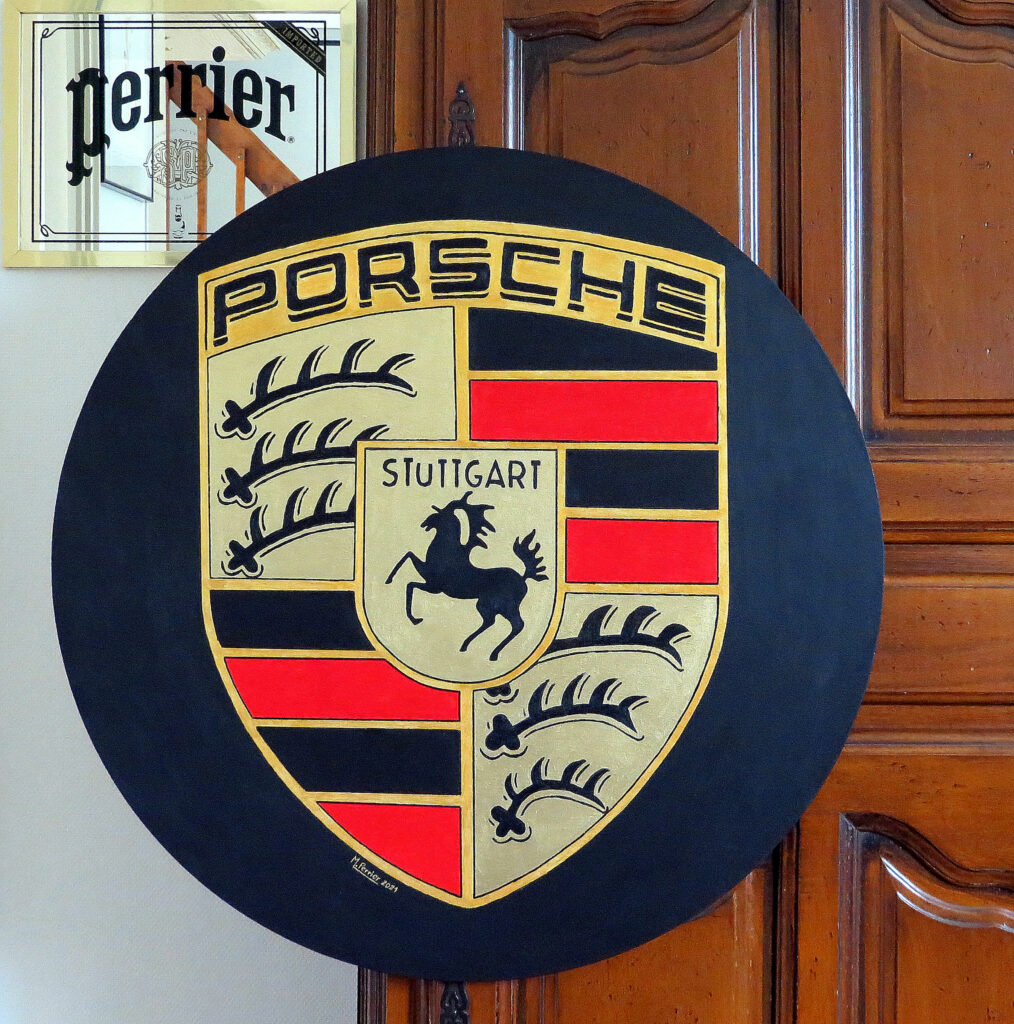 tableau circulaire logo PORSCHE - Diamètre 80 cm