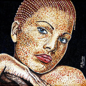 Portrait féminin  pointillé N0 2<br />
format 30 X 30 cm