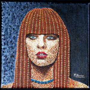 Portrait féminin  pointillé N0 3<br />
format 30 X 30 cm