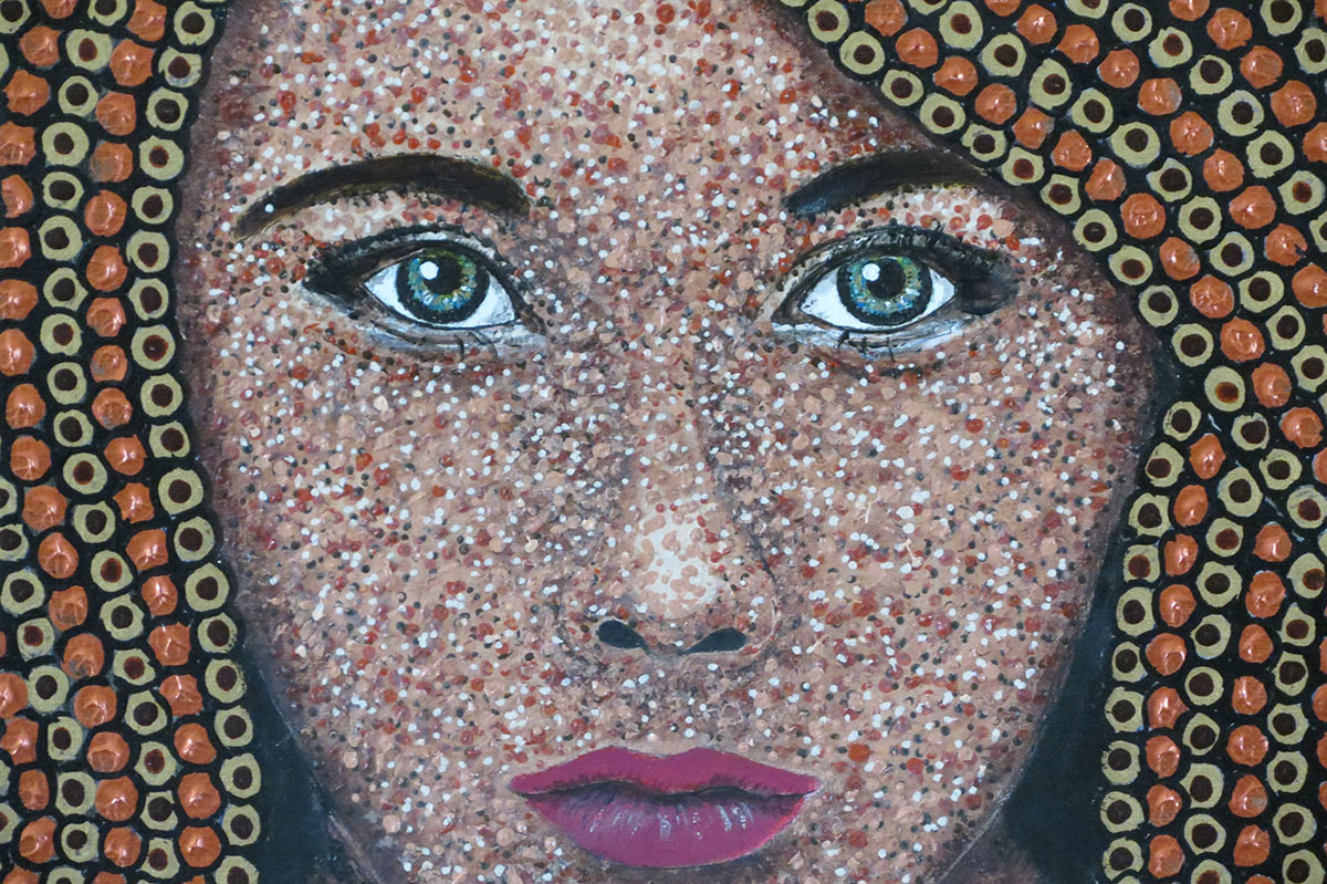 Portrait féminin pointillé N0 6 format 30 X 30 cm