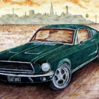 Ce modèle de FORD Mustang est associé à l'acteur Steve McQueen, grâce au film BULLITT avec une poursuite d'anthologie dans les rues de San Francisco. Toile de format 50 X 70 cm.