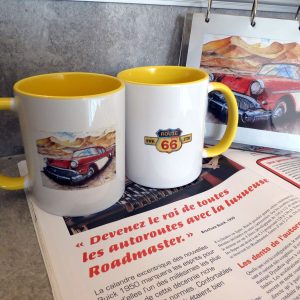 Mug intérieur jaune, d'après le tableau original "BUICK" de Michel Perrier qui est réalisé en format 100 X 80 cm.