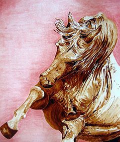 Cheval étalon (fond rose)